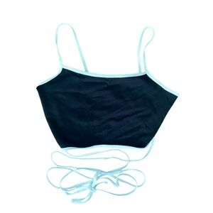 Garage Black Cropped Tank White Accents XS